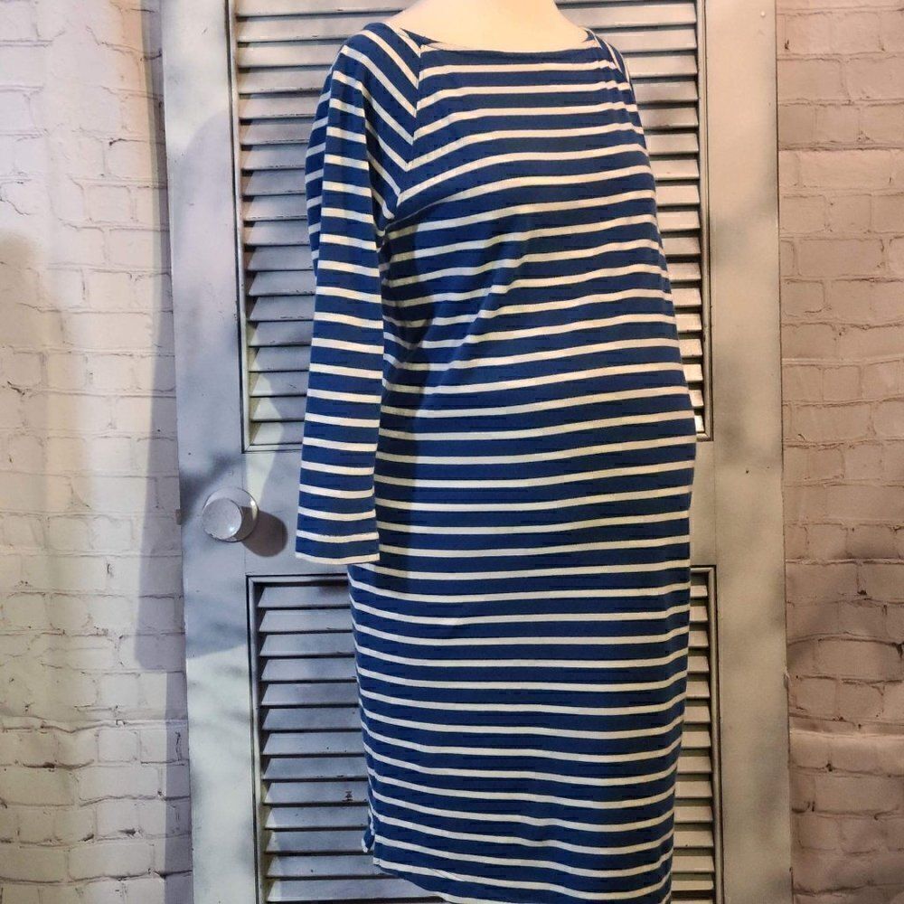 GAP Maternity Sm Blue & White Striped 100% Cotton Knit Dress